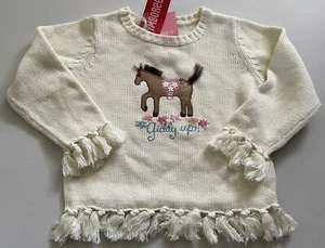 Gymboree Park City Luxe Pony Giddy Up Cream Sweater 3 NEW - Picture 1 of 2