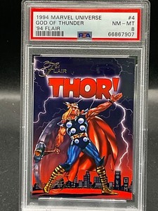 1994 Marvel Universe ‘94 Flair Card #4 God of Thunder PSA 8