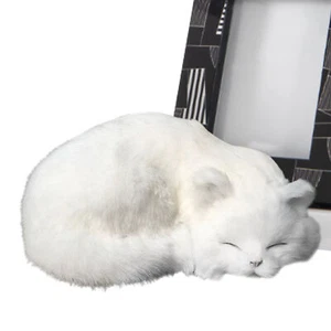 1PC Realistic White Cat Animal Model Plush Toy Kids Stuffed Fluffy Cat Doll Gift - Picture 1 of 11