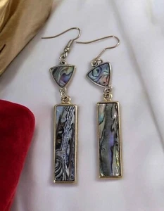Pendientes de colección concha de abulón rectangular lava brillante placa de oro para mujer joyería - Imagen 1 de 4