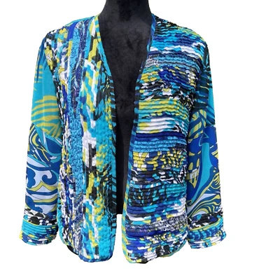 Laura Ashley Petite Small Jacket Womens Blue Lined Open Front Business Career - Image 1 of 4