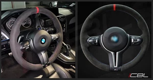 Black Alcantara Hand-stitched Suede Steering Wheel Cover For BMW F30 F80 F82 M3 - Picture 1 of 7