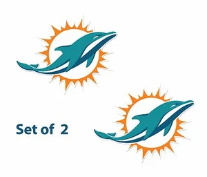Set of 2 Miami Dolphins Cornhole Board Decals NEW "17 x 12" Large - Picture 1 of 1