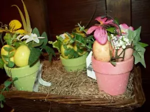 NWT SET of 3 SMALL 5" POTS Butterfly EGGS EASTER FLORAL TABLE DECORATIONS FOAM - Picture 1 of 1