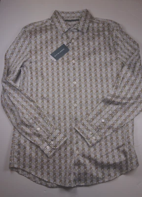 Camisa PERRY ELLIS Marrón Verde Gris Geométrica Manga Larga Botón Frontal NUEVA 2XLT Foto 1 de 4