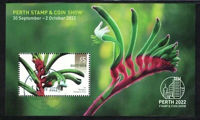 AUSTRALIA 2022 PERTH STAMP & COIN SHOW (MANGLES KAGAROO PAW) SOUVENIR SHEET USED - Image 1 of 4