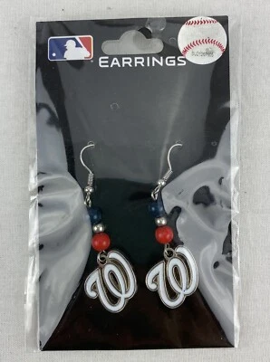 Washington Nationals Bead Dangle Earrings MLB Baseball Fan Jewelry - Image 1 of 3