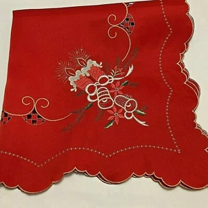 Urlaub bestickt Cutwork rot 33" x 33" Quadrat Tisch Schal Home Decor - Bild 1 von 8