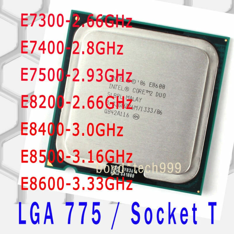 Intel Core 2 Duo E7300 E7400 E7500 E8200 E8400 E8500 E8600 LGA 775 CPU Processor - Image 1 of 1