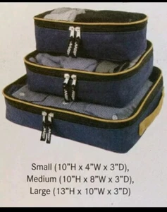 AARP 3-Piece Travel Luggage Organizer Set Mesh Top Zip Closure (Navy Blue) - Picture 1 of 8