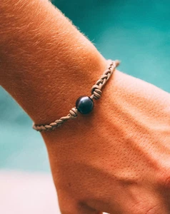 Black Pearl Bracelet | Premium Black Pearl | Authentic Leather - Picture 1 of 10