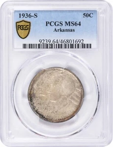 Arkansas Commemorative Silver Half Dollar 1936-S MS64 PCGS - Picture 1 of 2