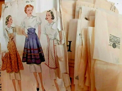 Bib Apron Pictorial Review Sewing Pattern 9008 VTG 40's Cut NO INSTRUCTIONS  - Image 1 of 4