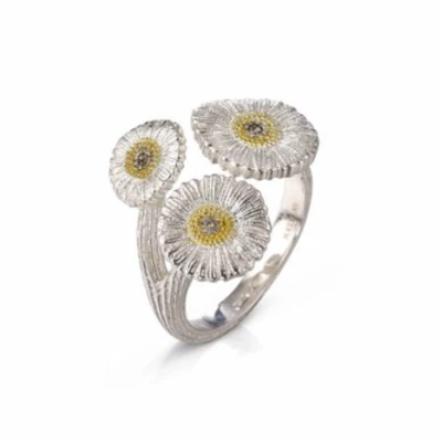BUCCELLATI ANELLO BLOSSOMS IN ARGENTO E VERMEIL CON DIAMANTI FANCY BROWN n. 14 - Immagine 1 di 4