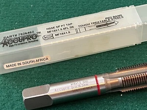 Accupro Tap MF18 x 1.5 mm 4 Flute HSSE Red Band Tough Treatable Steel #7926462 - Picture 1 of 5