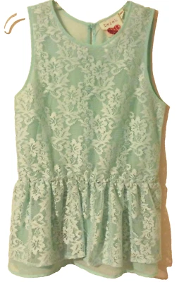 DEREK HEART RN 104317 - Top de encaje verde espuma de mar para junior - Talla: MED Foto 1 de 4