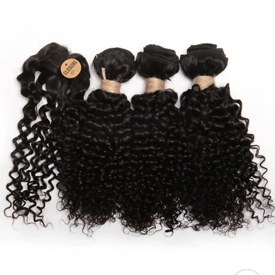 Paquetes rizados rizados con cierre de cabello indio corto de cabello humano natural Foto 1 de 4