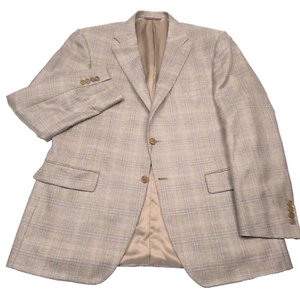 $1995 Canali Siena Tan Plaid Wool Sport Coat Jacket Mens Size 44R (Italy 54R) - Picture 1 of 9