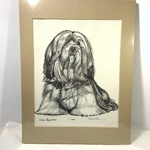 Vintage '84 G. Marlo Allen Lhasa Apso Feder Tinte nummeriert HUND Druck signiert Siegel 14x18" - Bild 1 von 7