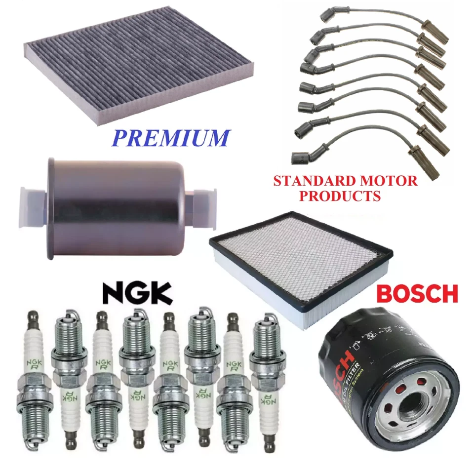 Tune Up Kit Filters Wire Spark Plugs For GMC YUKON V8 4.8L, SQUARE COIL 2004 - Image 1 of 1