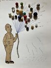 Antique Vintage Lot Of Ball Buttons On Collector Card Balloons Glass Etc