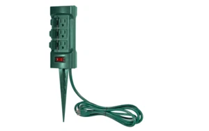 Striscia palo elettrico da giardino 6 prese protezione da sovraccarico double face esterno 9 piedi - Foto 1 di 8