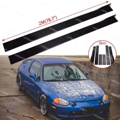 For Honda Civic Del Sol 1993-1997 78.7" Side Skirt Extension Splitter Rocker Lip - Image 1 of 4