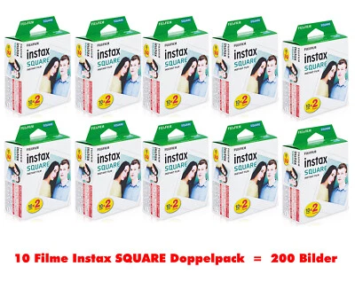 10x Fujifilm Instax SQUARE DP (2x10 = 200 grabaciones) para todas las Instax SQUARE