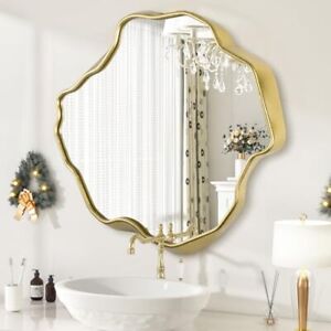 Asymmetrical Irregular Wall Mirror Decorative Metal Framed Wavy 23*24.5 Gold