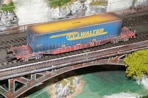 Märklin H0 Containertragwagen LKW Walter patiniert, gealtert - Bild 1 von 8