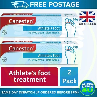 Canesten Athlete’s Foot Treatment 1% w/w Cream-(2 pack X 30g OR 4 pack X 15g)