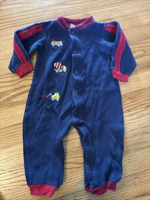 Mameluco Vinatge Okie Dokie Bebé Niño 18 Meses Azul Construcción 100% Algodón Años 90 Foto 1 de 4