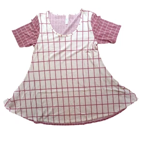 LuLaRoe Perfect T XS Extra Small Color Block Grid Print Mauve Weiß Top Neu mit Etikett - Bild 1 von 4