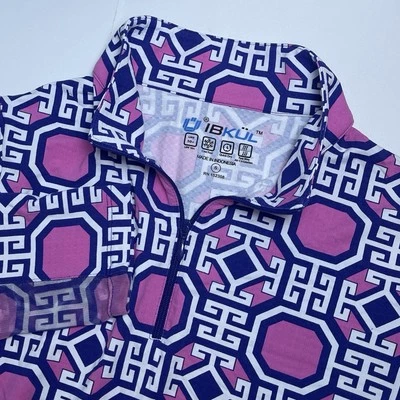 Ibkul Long Sleeve 1/4 Zip Shirt Womens Small Blue Pink Chain Mesh Pullover - Image 1 of 4