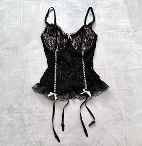 Gothic Mesh Corset Tank Top Vintage Hysteric Glamour Mad Punk Tripp NYC Vibe - Picture 1 of 17