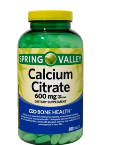 Spring Valley Calcium Citrate Tablets 600 Mg 300ct 2 PACK EACH 11/26 - Picture 1 of 1
