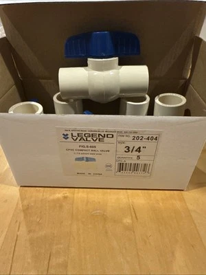 Box Of (5) Legend CPVC 3/4” Compact Ball Valve Item # 202-404 - Image 1 of 4