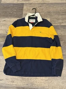Vintage American Eagle Outfitters Rugby Shirt XL – Navy/Gold Striped Long Sleeve - Picture 1 of 10