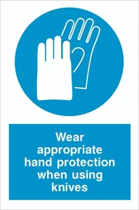 Food & Hygiene Sign - Wear Appropriate Hand Protection - 1.2mm Rigid PVC - Picture 1 of 2