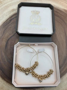 Juicy Couture Hoop Earrings Gold tone With Rhinestone Hearts - Picture 1 of 5