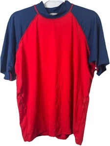 SUN PROTECTION ZONE SHIRT Men’s SIZE XL SHORT SLEEVE RASH GUARD WETSUIT RED BLUE - Picture 1 of 5