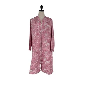 Miss Elaine Women's Pink Paisley Zipper Robe Size Large Lightweight - Picture 1 of 12