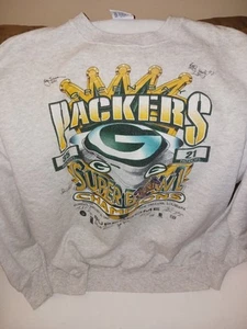 VINTAGE Green Bay Packers Sweatshirt Herren XXL grau Super Bowl Crewneck 90s - Bild 1 von 3