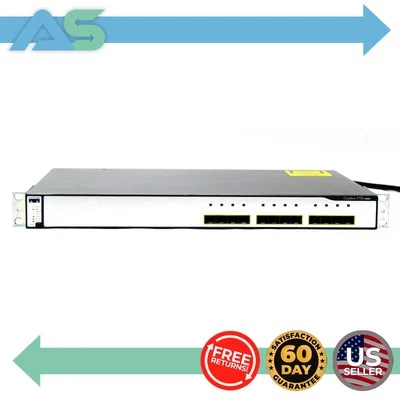 Cisco Catalyst WS-C3750G-12S-E V04 12-Port Gigabit SFP Ethernet Switch Mountable - Image 1 of 4
