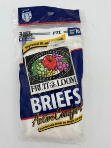 Vintage Boys Fruit Of The Loom Briefs 3 Pack Active Comfort Size 10 1996 Cotton - Picture 1 of 4