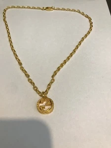 Gucci GG Pendant Interlocking Gold Tone Necklace 56 cm - Picture 1 of 8