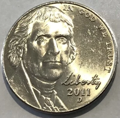 2011 D - Jefferson Nickel w/die break/retained cud on reverse -CU- #n111 - Image 1 of 4