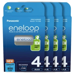 16 x Panasonic Eneloop AAA batteries 800mAh Rechargeable Ni-MH HR03 Phone 4 Pack - Picture 1 of 3