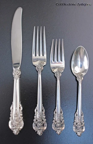 Wallace 4 pc Grande Baroque Sterling Flatware Place Settings Cover