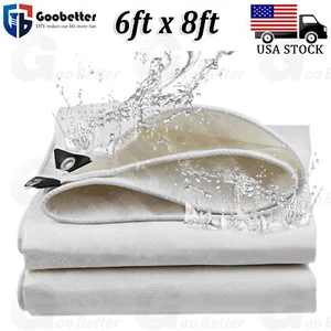 Heavy Duty Poly Tarp 11.8 Mil - Waterproof Tarpaulin Cover Resistant 6x8ft White - Picture 1 of 8